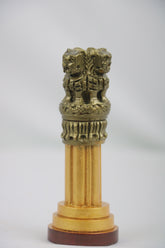 Handmade Wooden Ashoka Pillar – National Emblem Decorative Piece